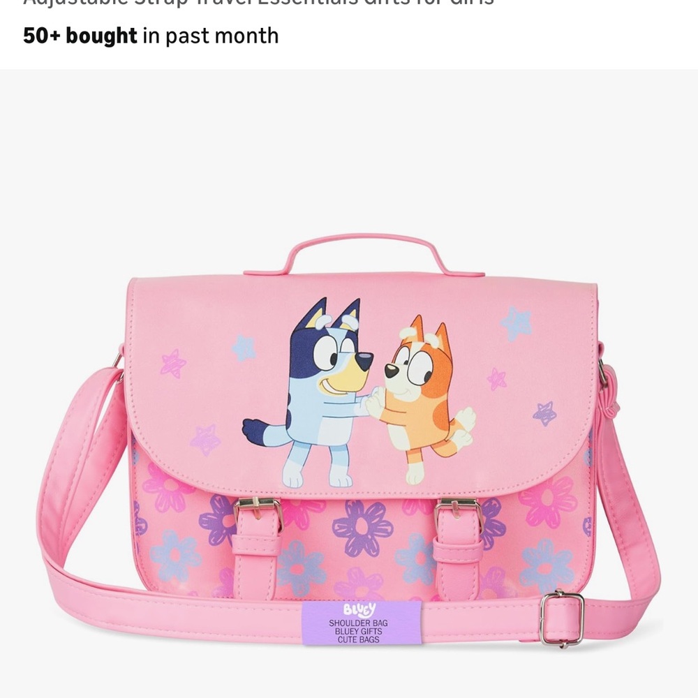 Pink Bluey & Bingo Floral Kids Crossbody Bag